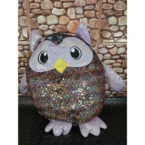 SHIMMEEZ, Large Size Leo Owl, Sequin Plush Stuffed Animal